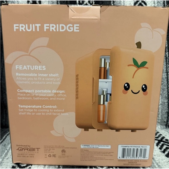 Mini Beauty Fridge.Peach Fruit Fridge . Keep your skin care and makeup , snacks - Picture 2 of 6